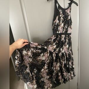 Needle & Thread Black and Pink Floral Maxi Dress